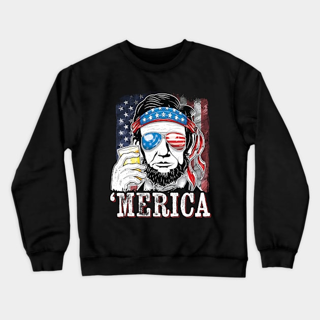 Patriotic Lincoln Merica 4th of July Crewneck Sweatshirt by Pennelli Studio